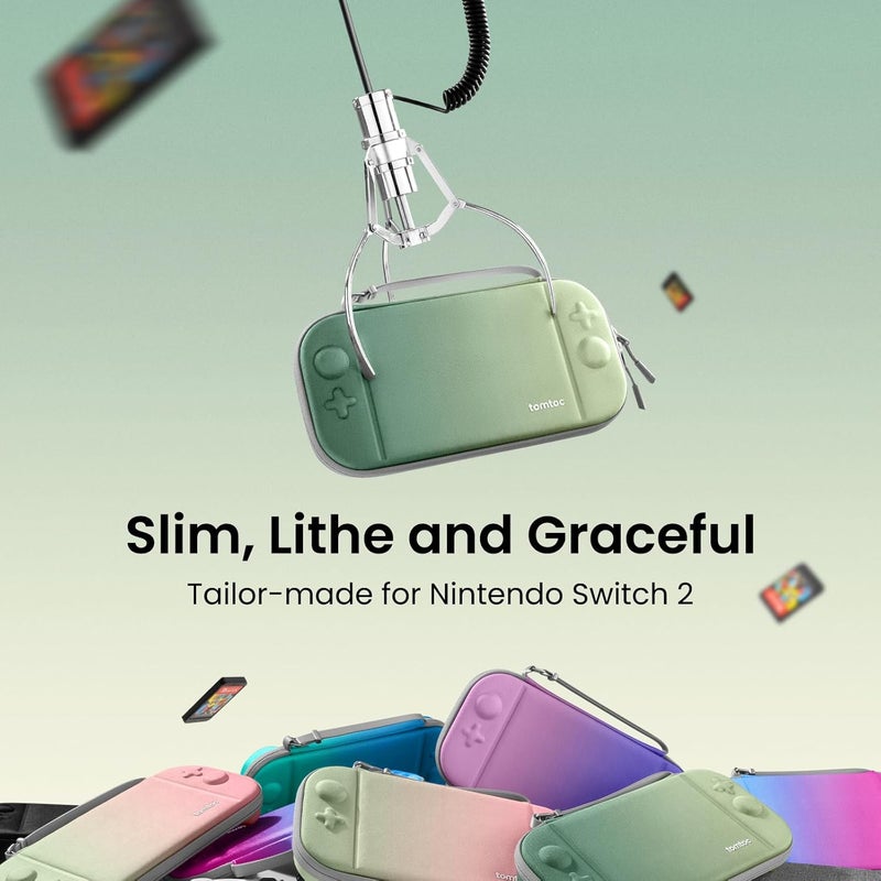 Tomtoc Slim Carrying Case for Nintendo Switch 2 Model 2025, Odorless Felt Protective Hard Shell with 12 Game Card Slots, Portable Travel Storage Case with Original Patent and Military Grade Protection - Image 2